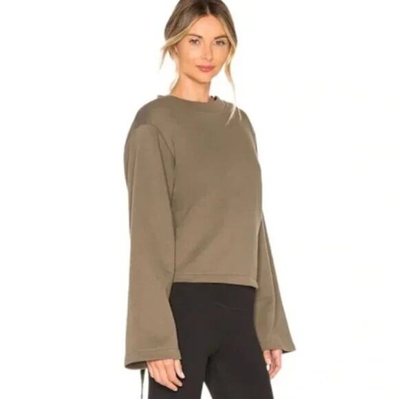 Varley Weymouth Olive Green Open Tie Back Sweatshirt Size: M - Picture 3 of 7